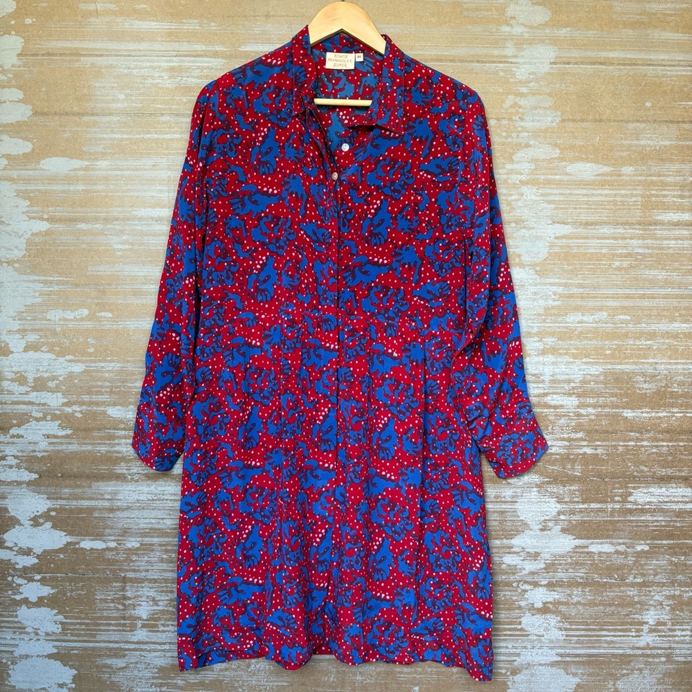 Rungolee 100% Silk Floral Dress Preppy Classic Work Wear Spring Womens M